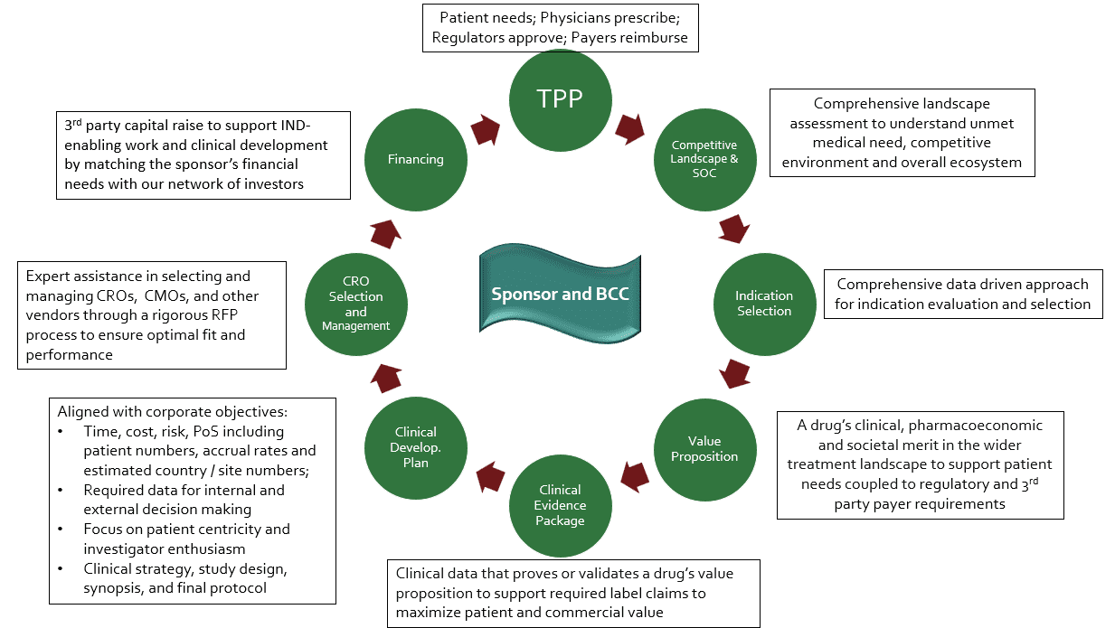 A diagram of the process of providing support to patients.